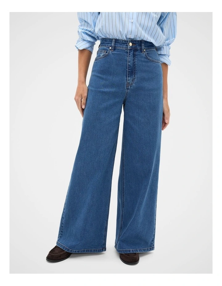 Palazzo Jeans in Mid Indigo Denim image 1