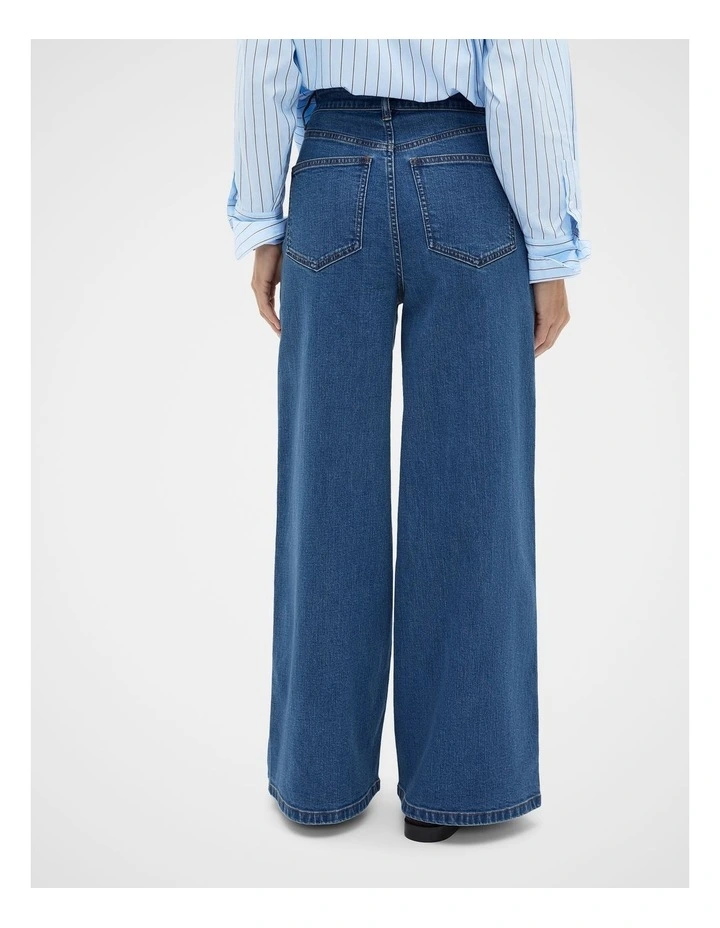 Palazzo Jeans in Mid Indigo Denim image 2