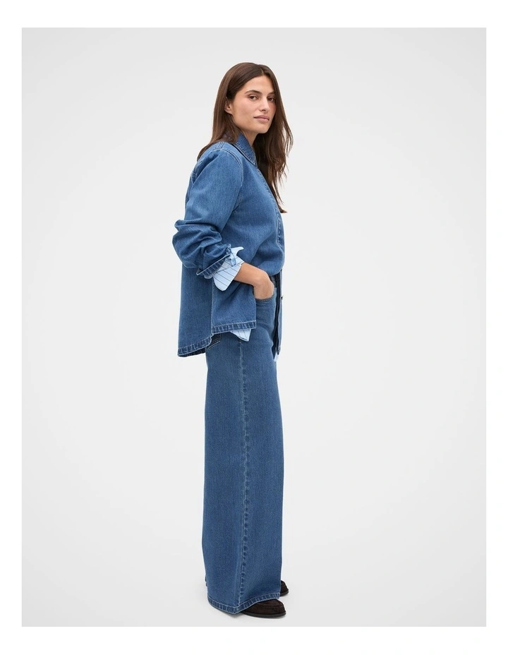 Palazzo Jeans in Mid Indigo Denim image 3