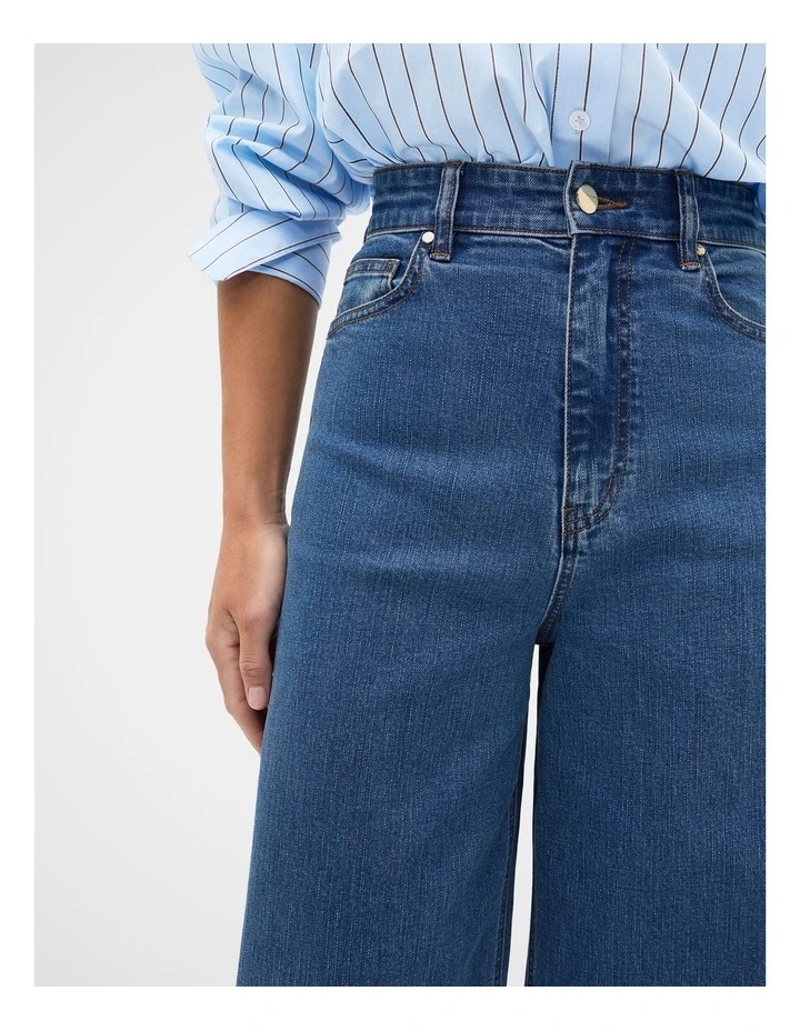 Palazzo Jeans in Mid Indigo Denim image 4