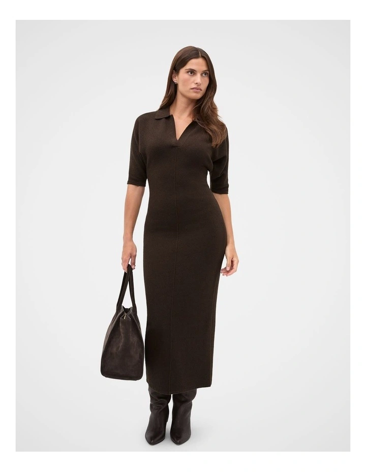 Relaxed Polo Dress in Coffee Bean image 1