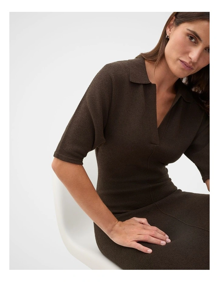 Relaxed Polo Dress in Coffee Bean image 3