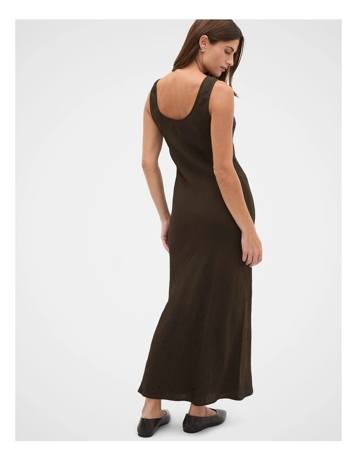Textured Satin Slip Dress in Coffee Bean image 2