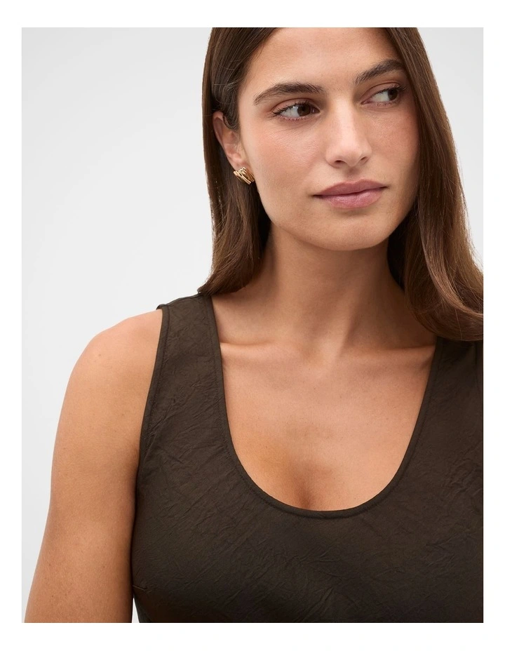 Textured Satin Slip Dress in Coffee Bean image 3