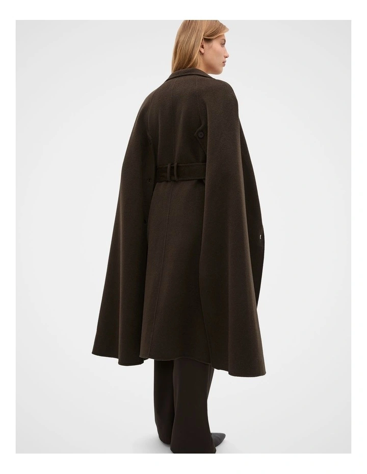 Wool Blend Cape Coat in Coffee Bean image 2