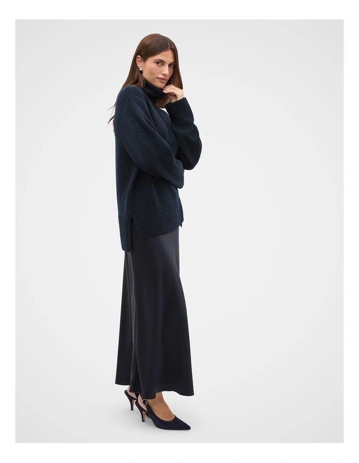 Australian Merino Oversized Roll Neck in Soft Blue Marle image 3