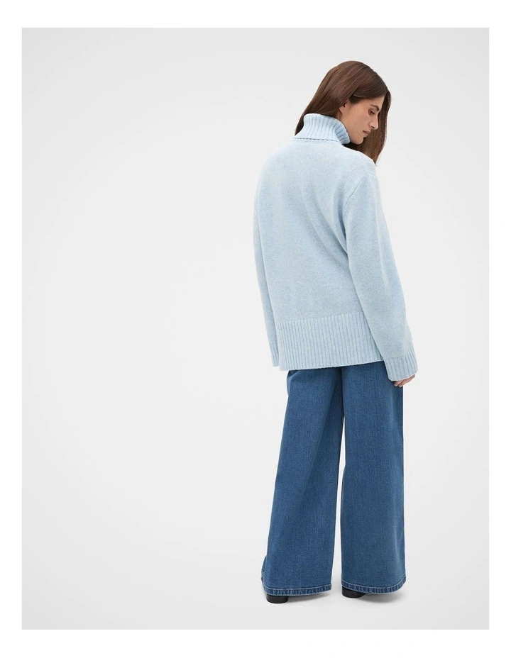 Australian Merino Oversized Roll Neck in Soft Blue Marle image 2