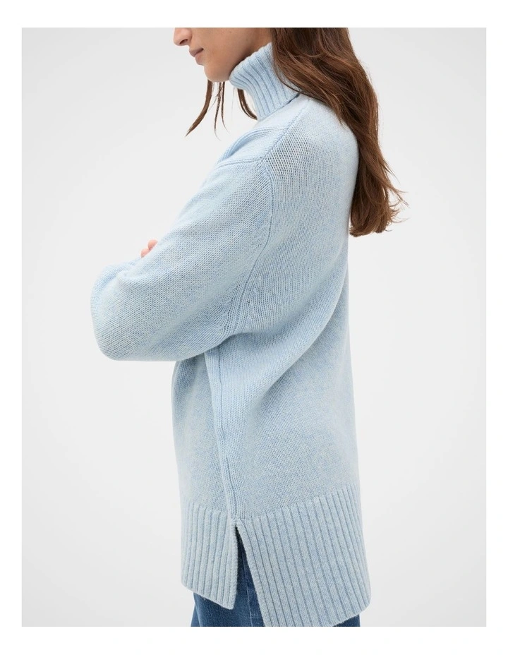 Australian Merino Oversized Roll Neck in Soft Blue Marle image 4