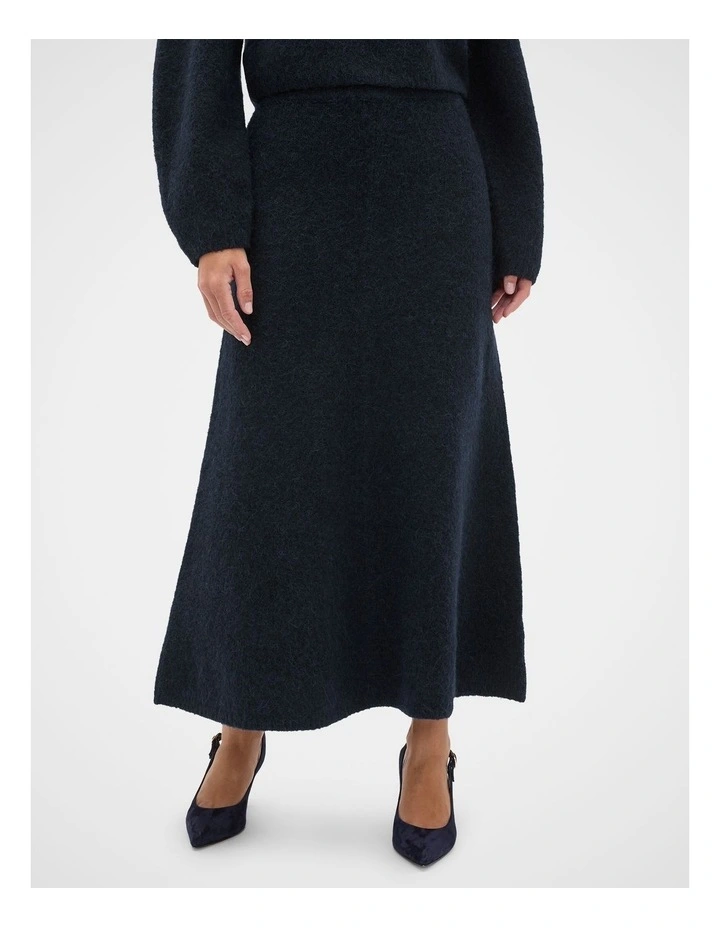 Luxe Fluffy Knit Skirt in Twilight Blue image 1