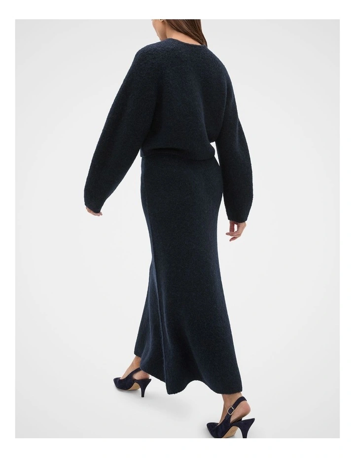 Luxe Fluffy Knit Skirt in Twilight Blue image 2