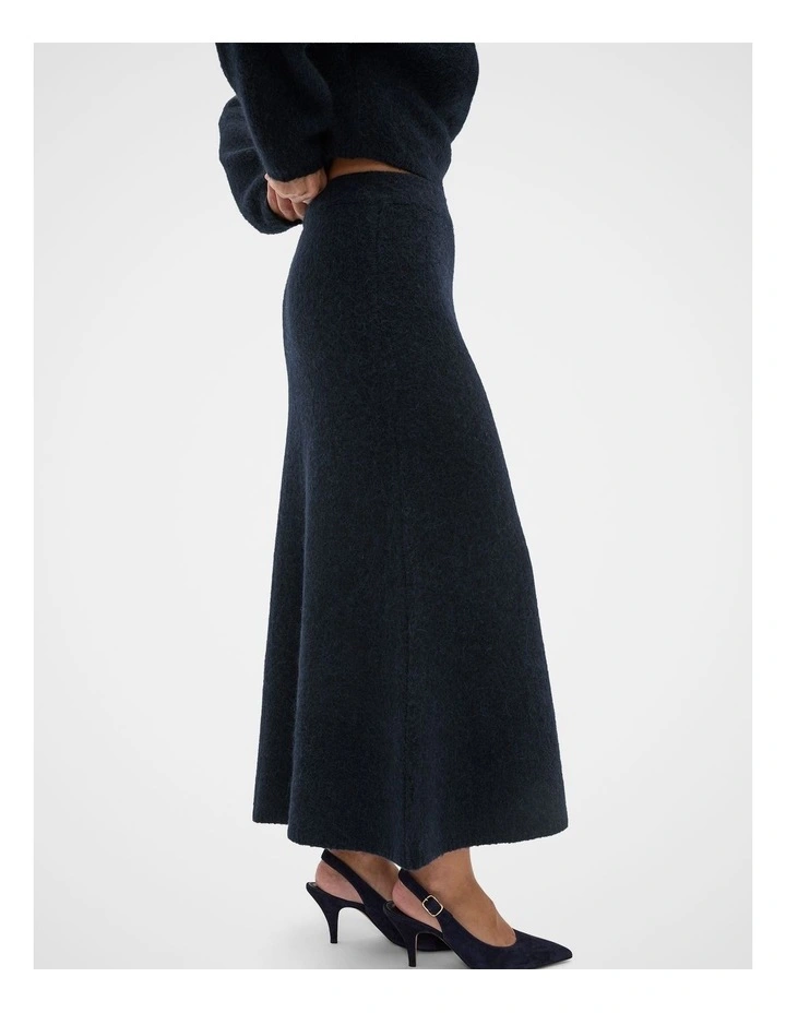 Luxe Fluffy Knit Skirt in Twilight Blue image 3