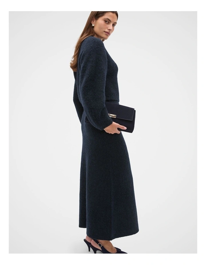 Luxe Fluffy Knit Skirt in Twilight Blue image 4