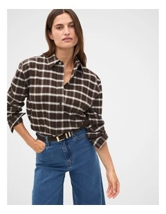 Relaxed Check Shirt in Coffee Bean Check