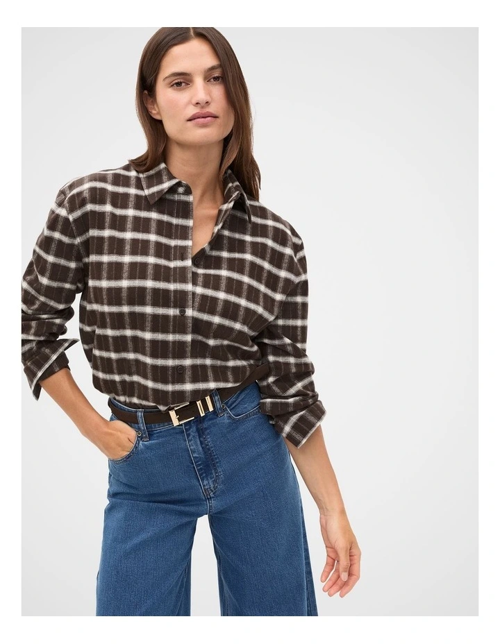 Relaxed Check Shirt in Coffee Bean Check image 1