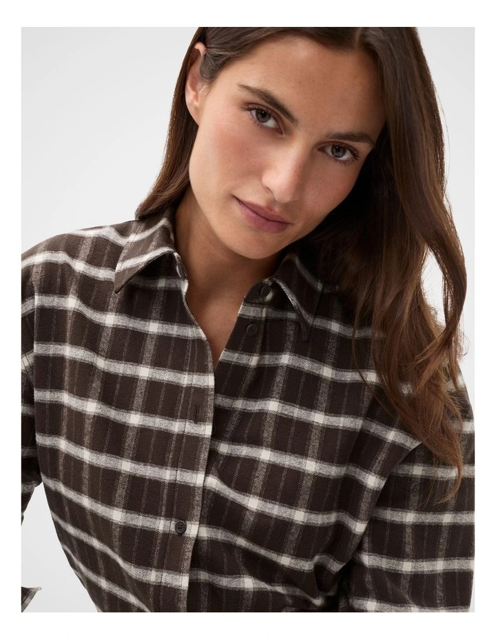 Relaxed Check Shirt in Coffee Bean Check image 3