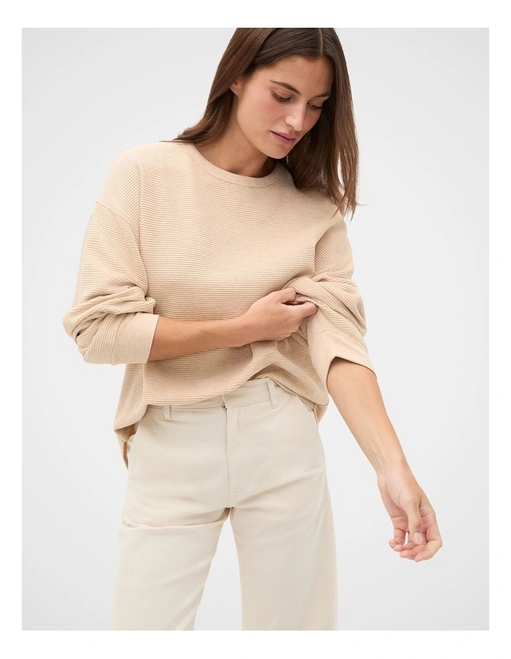 Ribbed Relaxed Sweat in Sandstone Marle image 1