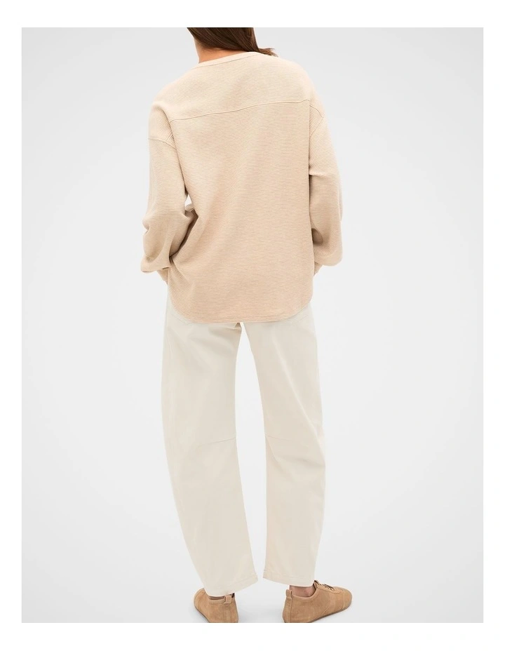 Ribbed Relaxed Sweat in Sandstone Marle image 2