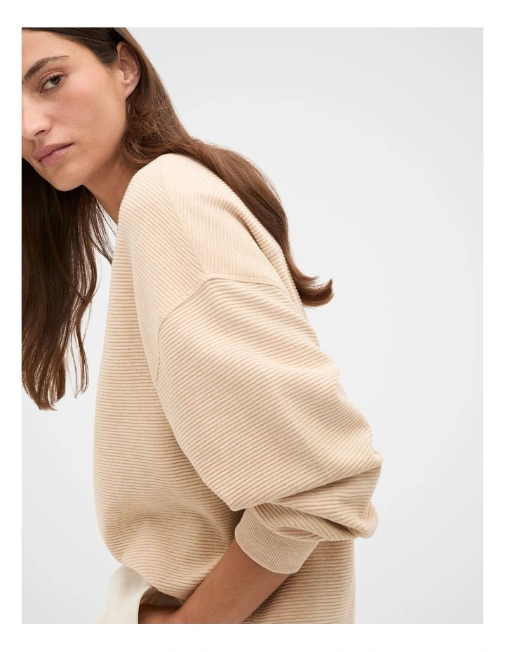Ribbed Relaxed Sweat in Sandstone Marle image 3