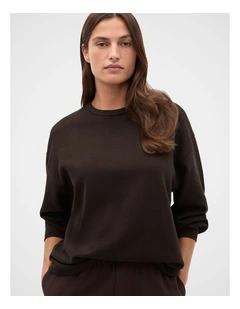 Ribbed Relaxed Sweat in Coffee Bean