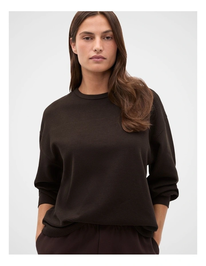 Ribbed Relaxed Sweat in Coffee Bean image 1