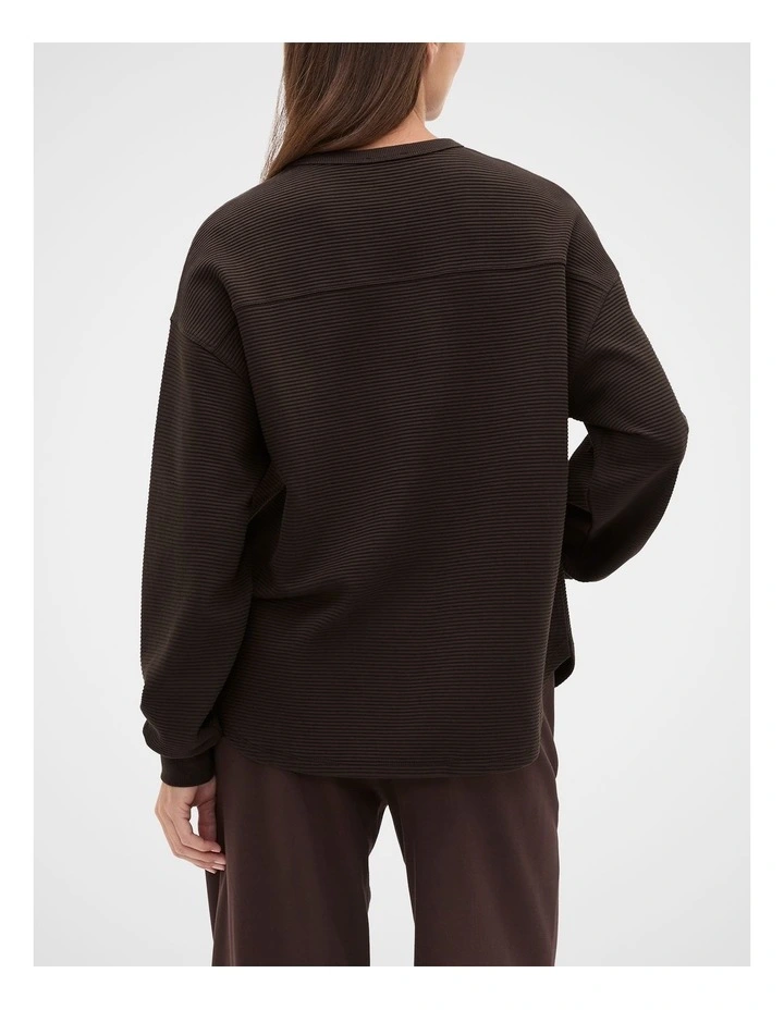 Ribbed Relaxed Sweat in Coffee Bean image 2