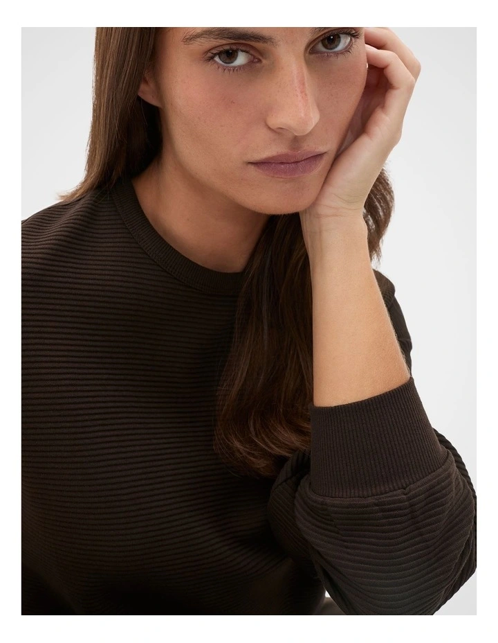 Ribbed Relaxed Sweat in Coffee Bean image 3