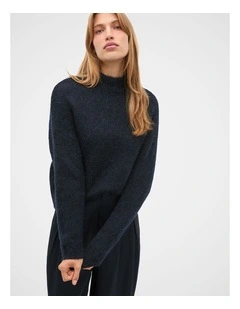 Lofty Mock Neck Knit in Twilight Blue