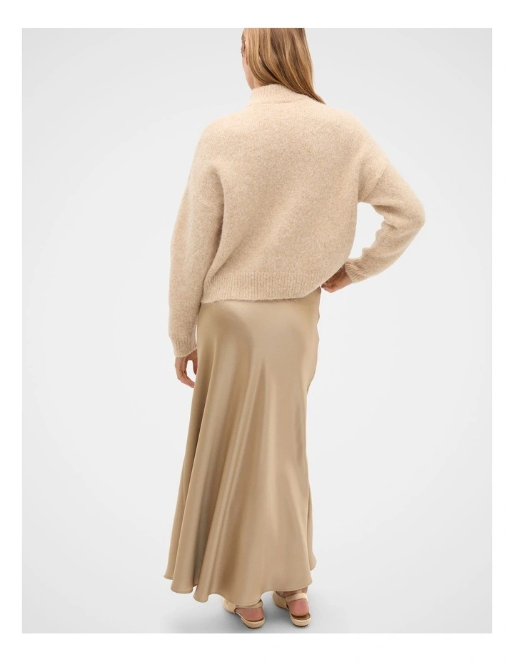 Lofty Mock Neck Knit Jumper in Sandstone Marle image 2