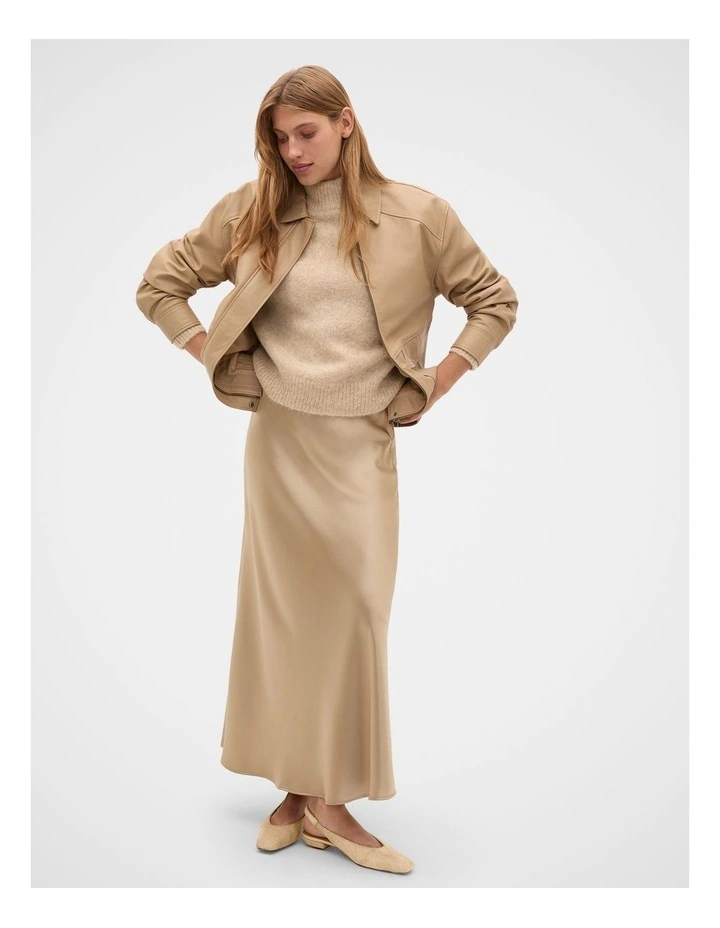 Lofty Mock Neck Knit Jumper in Sandstone Marle image 4