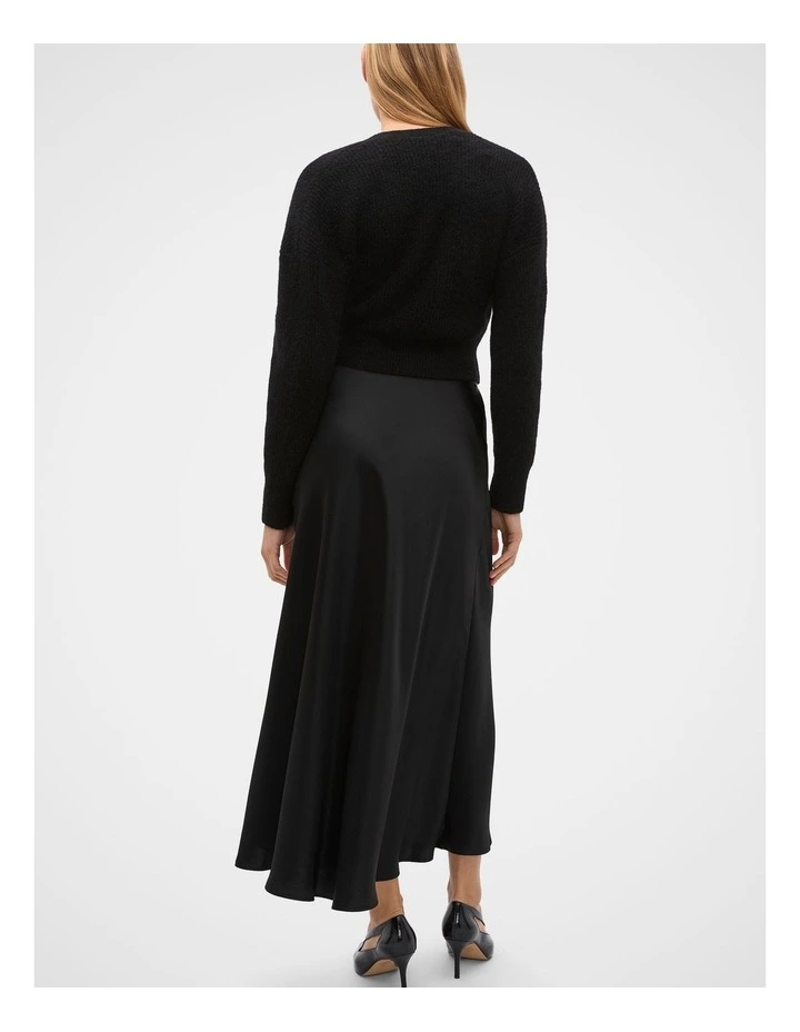 Wrap Front Knit Jumper in Black image 2