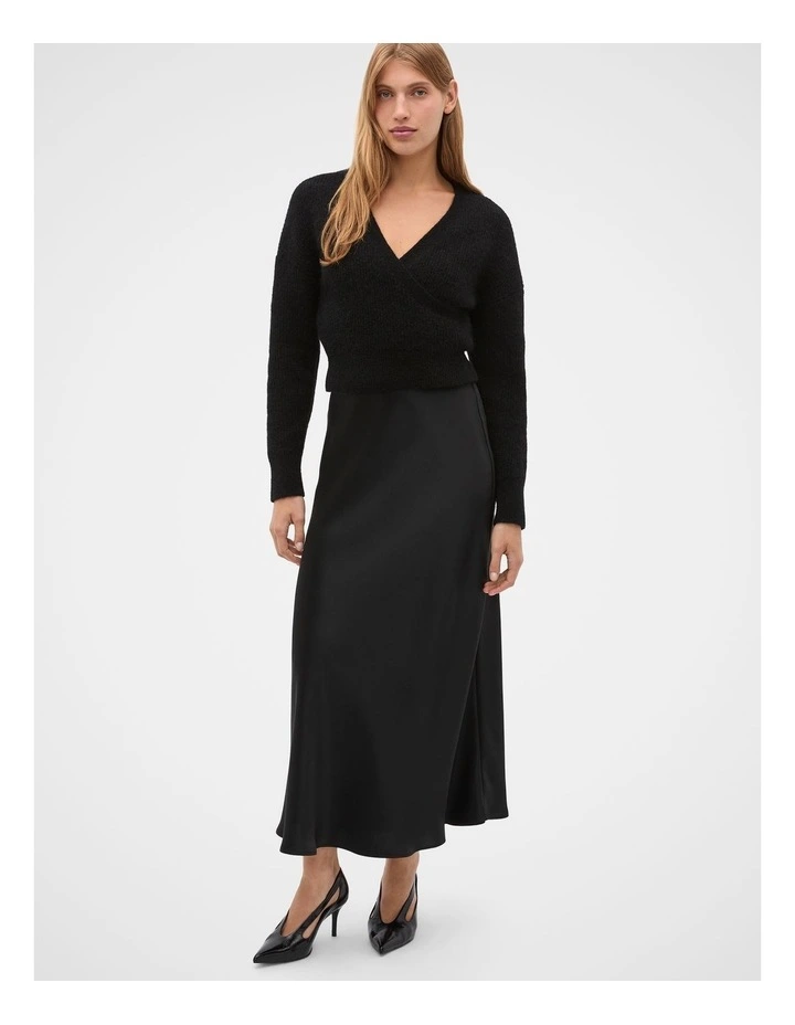 Wrap Front Knit Jumper in Black image 4