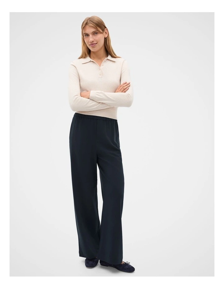 Cotton Blend Polo Knit in Vanilla Cream Marle image 4