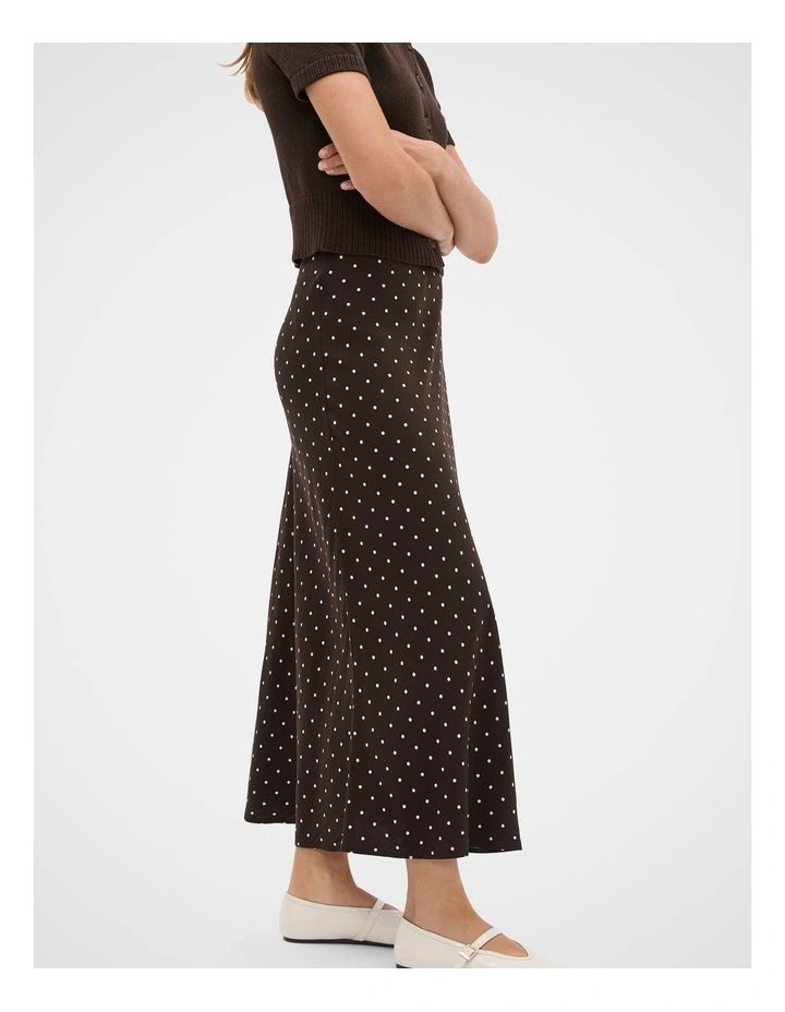 Spot Print Midi Skirt in Coffee Bean Spot image 1