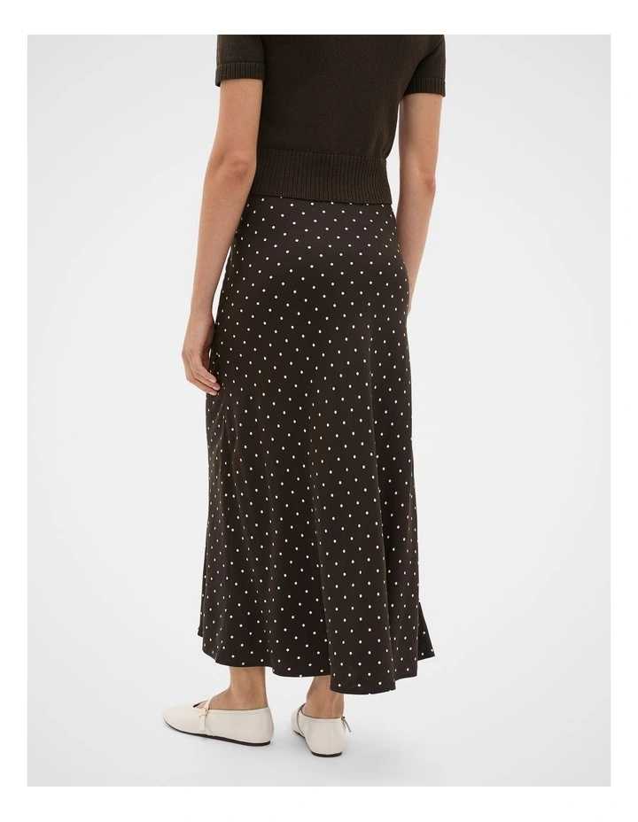 Spot Print Midi Skirt in Coffee Bean Spot image 2
