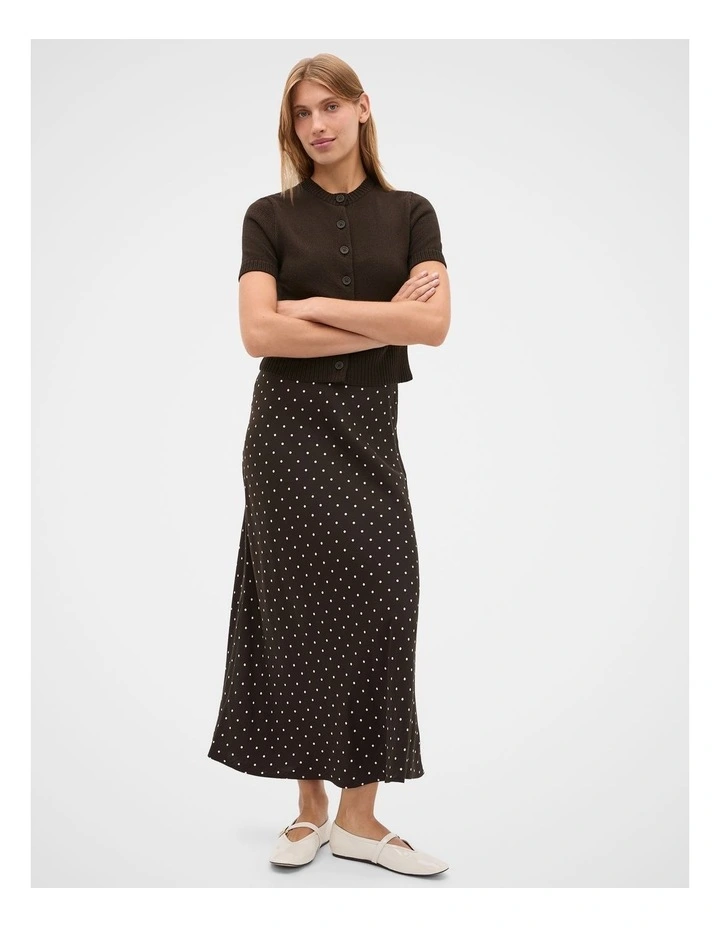 Spot Print Midi Skirt in Coffee Bean Spot image 3