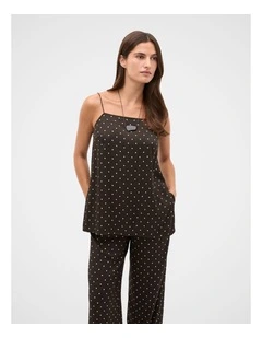 Spot Print Longline Cami in Coffee Bean Spot