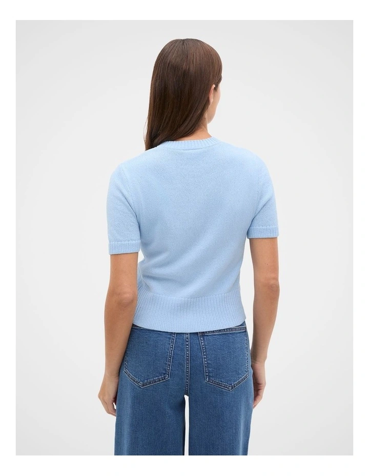 Textured Cotton Blend Cardigan in Soft Blue image 2