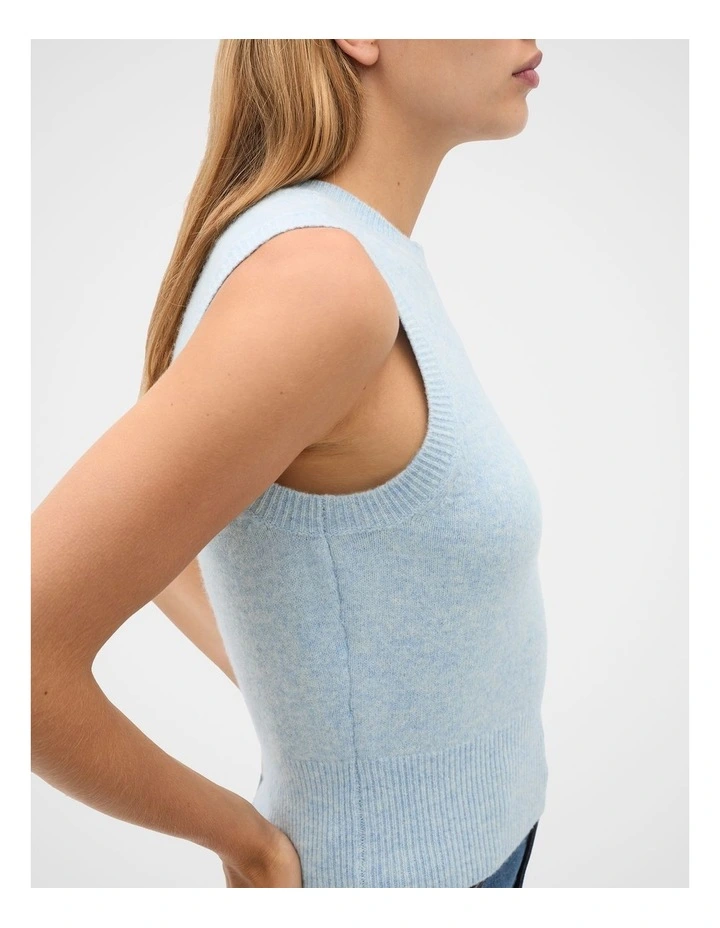 Brushed Wool Vest in Soft Blue Marle image 3