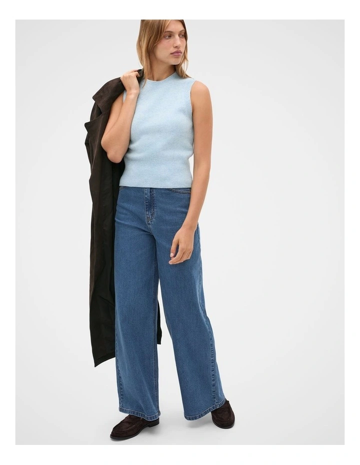 Brushed Wool Vest in Soft Blue Marle image 4