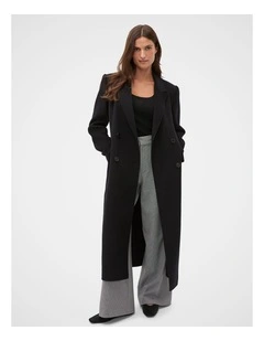 Wool Blend Classic Coat in Black