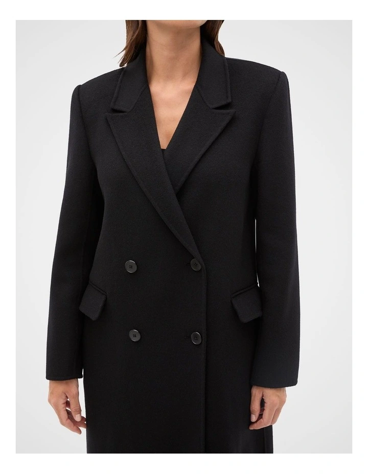 Wool Blend Classic Coat in Black image 3