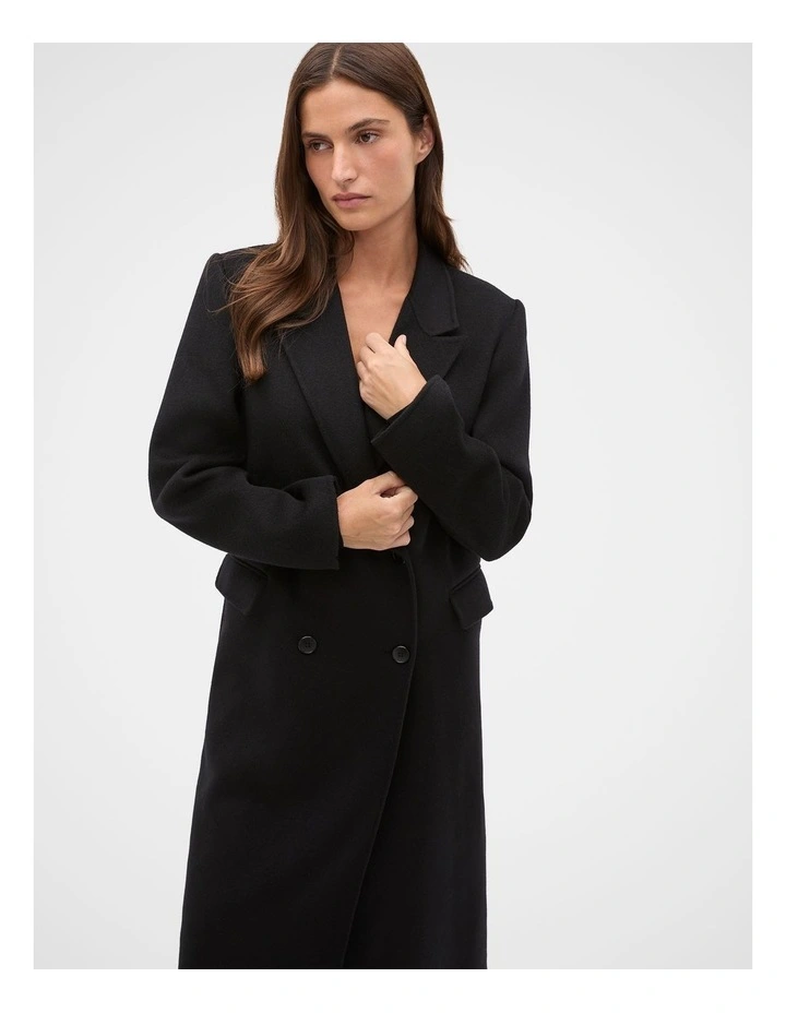 Wool Blend Classic Coat in Black image 4