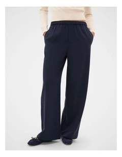 Elasticated Straight Leg Pant in Twilight Blue