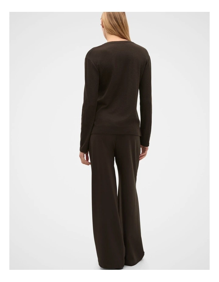 Elasticated Straight Leg Pant in Coffee Bean image 2