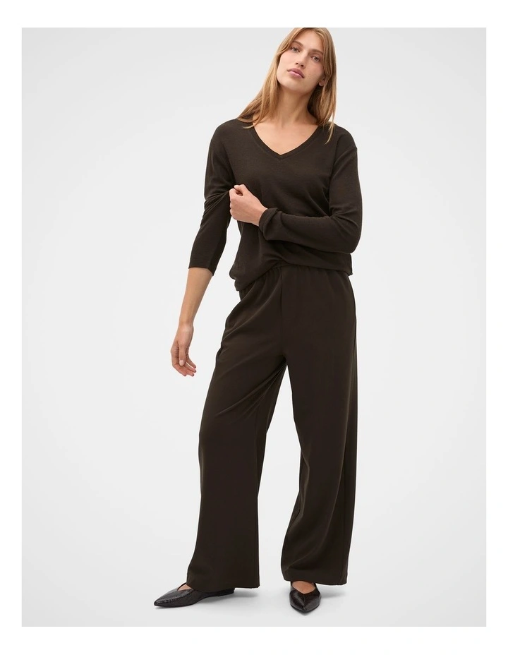 Elasticated Straight Leg Pant in Coffee Bean image 3