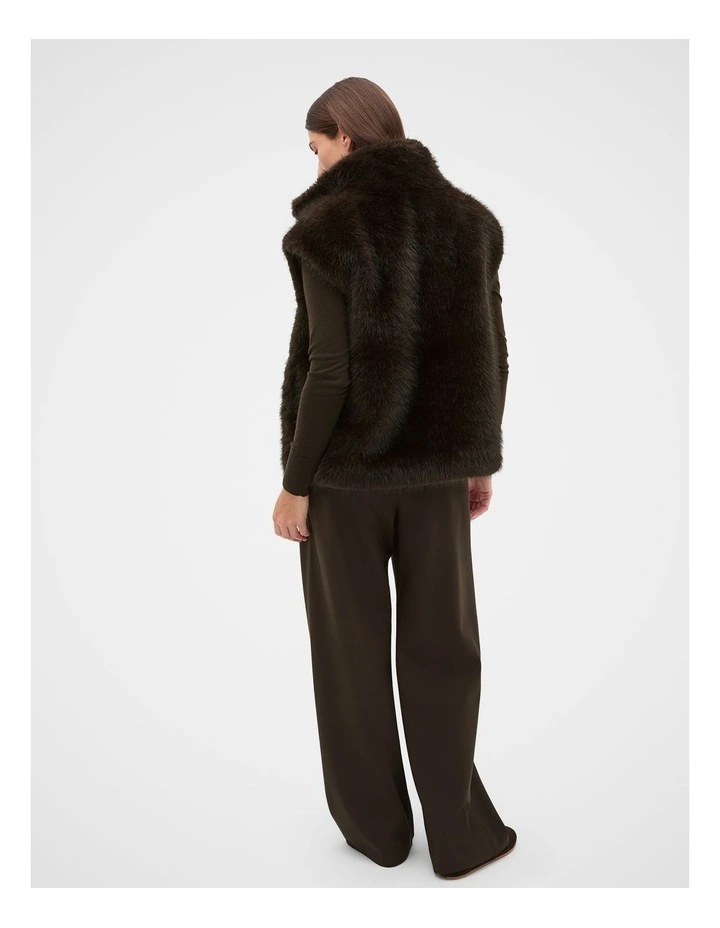 Faux Fur Zip Through Vest in Coffee Bean image 2