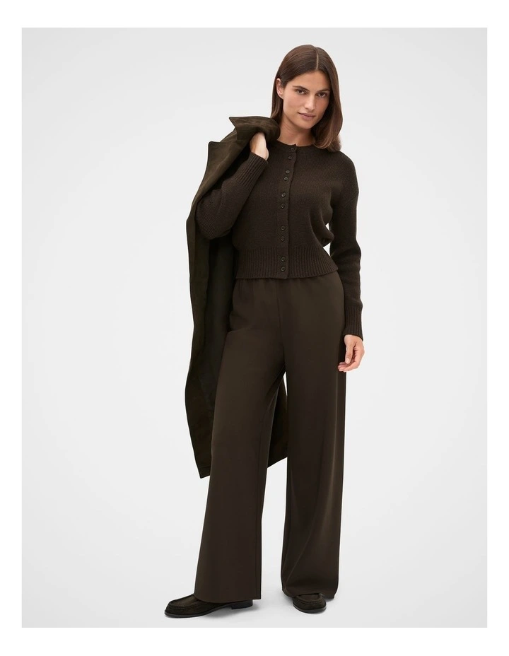 Merino Button Up Knit Cardigan in Coffee Bean image 3