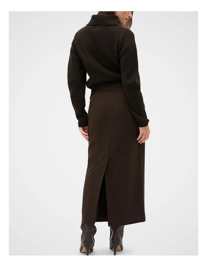 Zip Through Funnel Neck Knit in Coffee Bean image 2