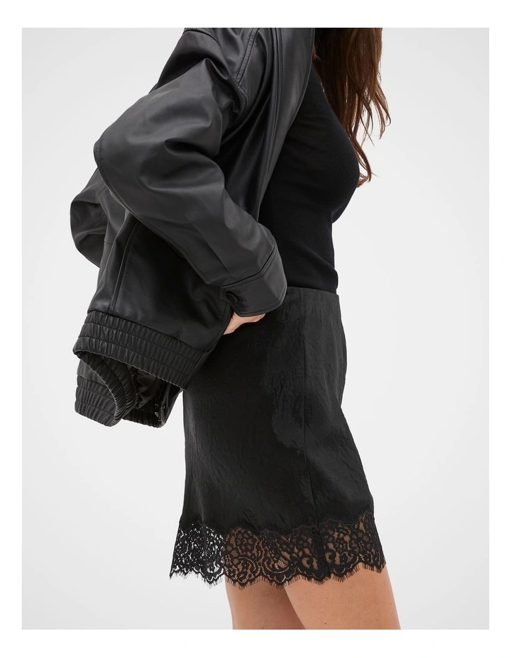 Lace Trim Mini Skirt in Black image 3