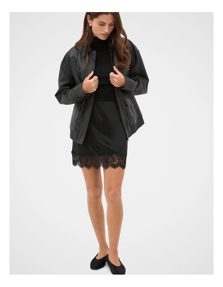 Lace Trim Mini Skirt in Black image 4